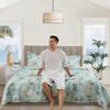 3-Piece Coastal Beach Bedspread Set Full/Queen Quilt Set Blue Ocean Theme Bedding Seashell Conch Seahorse Starfish Bed Covers Bedroom Decor,1 Quilt+ 2 Pillow Shams view 3
