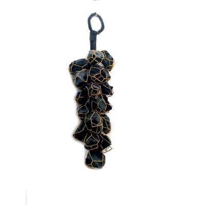 Astroghar Natural Black Tourmaline Crystal Rough Tumble Chunks Hanging for Vastu Correction for Protection from Negative Energy & Evil Eyes