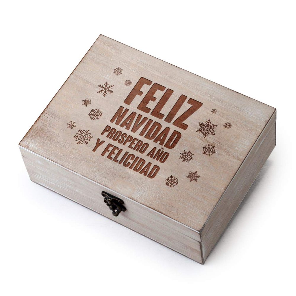 Mopec Wooden Christmas Chest with Message 23 x 17 cm, One Size