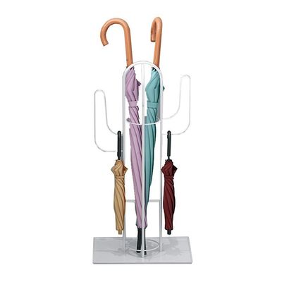 Umbrella Racks WXYZ Umbrella Stand, Household Umbrella Bucket Wrought Iron Cactus Shape, Hollow and Quick Drain Umbrella Storage Rack 33x25x60cm White