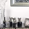 AFD Home Set of 3 Silver Mirrored Chrome Ceramic Elephants Statue Sculpture Hand Finish view 1