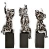 AFD Home Set of 3 Silver Mirrored Chrome Ceramic Elephants Statue Sculpture Hand Finish view 2