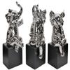 AFD Home Set of 3 Silver Mirrored Chrome Ceramic Elephants Statue Sculpture Hand Finish view 3