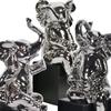 AFD Home Set of 3 Silver Mirrored Chrome Ceramic Elephants Statue Sculpture Hand Finish view 4