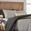 3 Piece Reversible Duvet Cover Set with Zipper & Corner Ties 100% Egyptian Cotton 800 Thread Count Premium Two Tone Bedding (Oversized Super King,Dark Grey/Chocolate) view 1