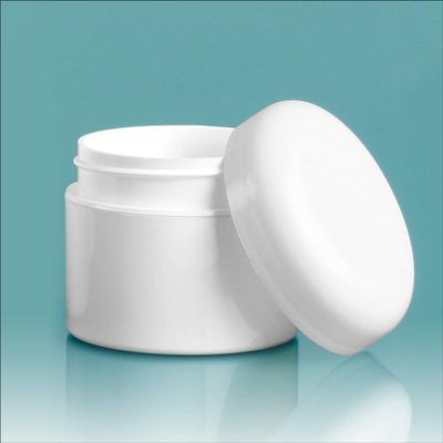 1 oz White Polypro Double Wall Straight Sided Jars w/White Lined Dome Caps