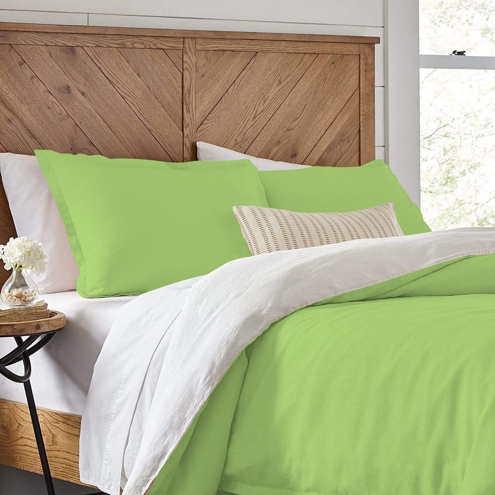 1 Piece Reversible Duvet Cover with Zipper & Corner Ties 100% Egyptian Cotton 800 Thread Count Premium Two Tone Bedding (Super King, Sage/White)