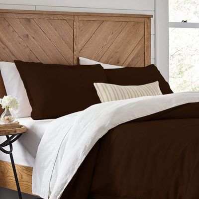 1 Piece Reversible Duvet Cover with Zipper & Corner Ties 100% Egyptian Cotton 800 Thread Count Premium Two Tone Bedding (Super King, Chocolate/White)