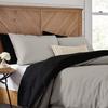 3 Piece Reversible Duvet Cover Set with Zipper & Corner Ties 100% Egyptian Cotton 800 Thread Count Premium Two Tone Bedding (Super King, Silver/Black) view 1