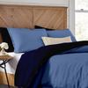 1 Piece Reversible Duvet Cover with Zipper & Corner Ties 100% Egyptian Cotton 800 Thread Count Premium Two Tone Bedding (Super King,Light Blue/Navy) view 1