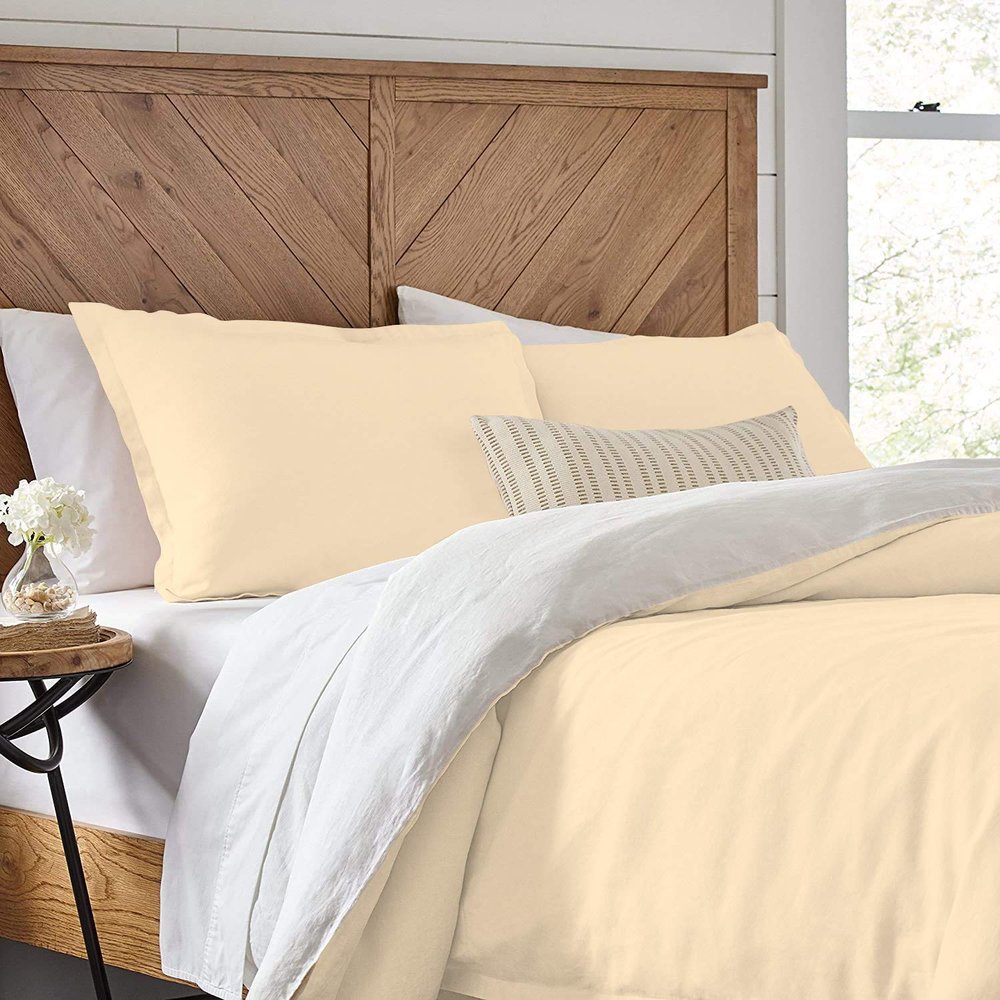 3 Piece Reversible Duvet Cover Set with Zipper & Corner Ties 100% Egyptian Cotton 800 Thread Count Premium Two Tone Bedding (Super King, Ivory/White)