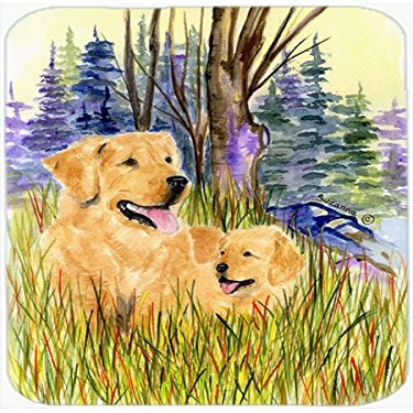 CoolCookware Golden Retriever Glass Cutting Board - Large44; 15 x 12 in.
