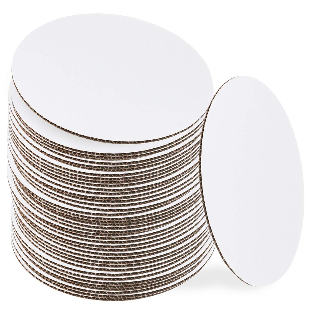 10 Inch White Cake Boards [48 Pack] Round Circle Cardboard Base Corrugated, Perfect for Cake Decorating