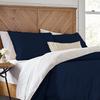 3 Piece Reversible Duvet Cover Set with Zipper & Corner Ties 100% Egyptian Cotton 800 Thread Count Premium Two Tone Bedding (Super King, Navy/White) view 1