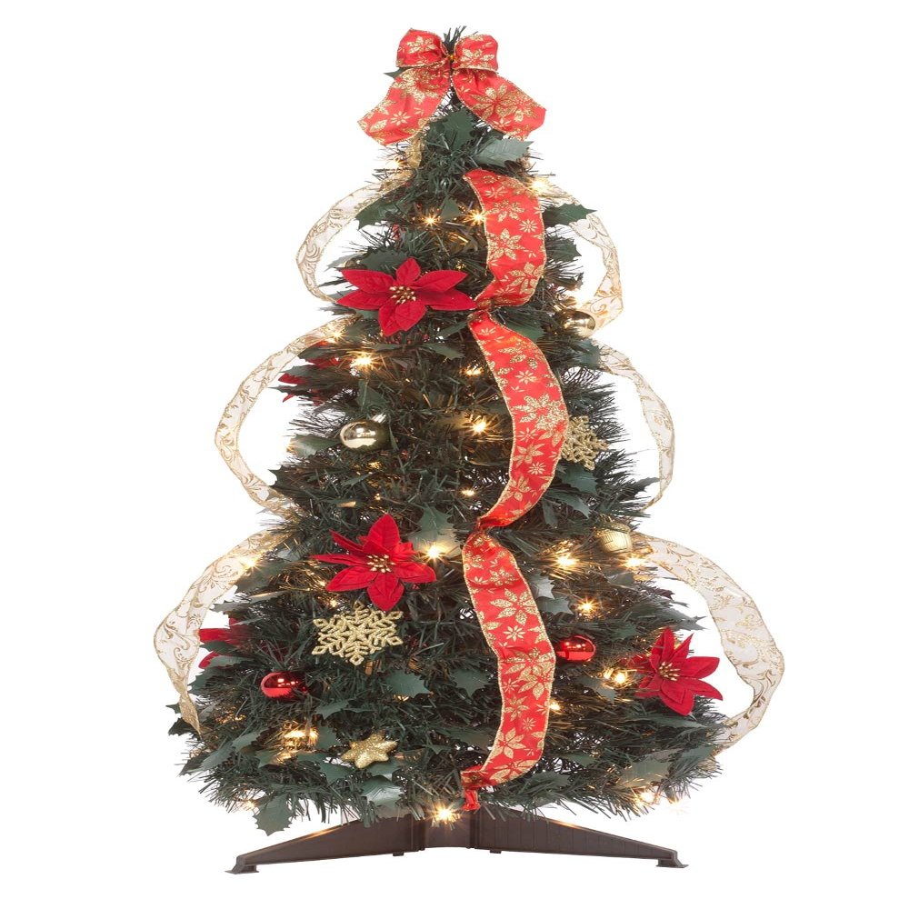 3' Red Poinsettia Pull-Up Tree by Holiday Peak