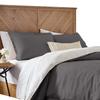 3 Piece Reversible Duvet Cover Set with Zipper & Corner Ties 100% Egyptian Cotton 800 Thread Count Premium Two Tone Bedding (Oversized Super King, Dark Grey/White) view 2