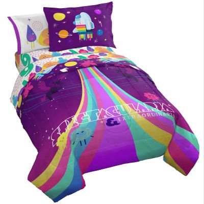 Jay Franco Over The Moon Spectacularia 7 Piece Full Bed Set - Includes Reversible Comforter & Sheet Set - Super Soft Fade Resistant Microfiber (Official Netflix Product)
