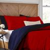 1 Piece Reversible Duvet Cover with Zipper & Corner Ties 100% Egyptian Cotton 800 Thread Count Premium Two Tone Bedding (Oversized Super King, Red/Navy) view 1