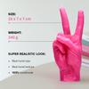 CandleHand Hand Gesture Candle Peace Sign - Big Real Hand Size 6.7 x 4.3 x 2.4 inches - Handmade Winner Statue - Birthday, Office, Housewarming Gift (Pink) view 2