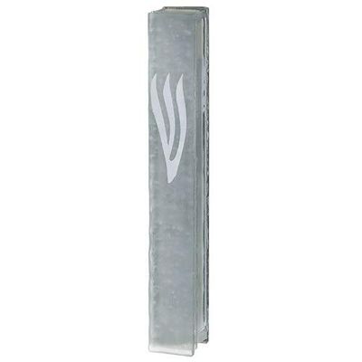 Judaica Place Glass Mezuzah Case Bubbles Design with White Shin - Easy Peel and Stick Waterproof Mezuzah Cover for 15cm Scroll