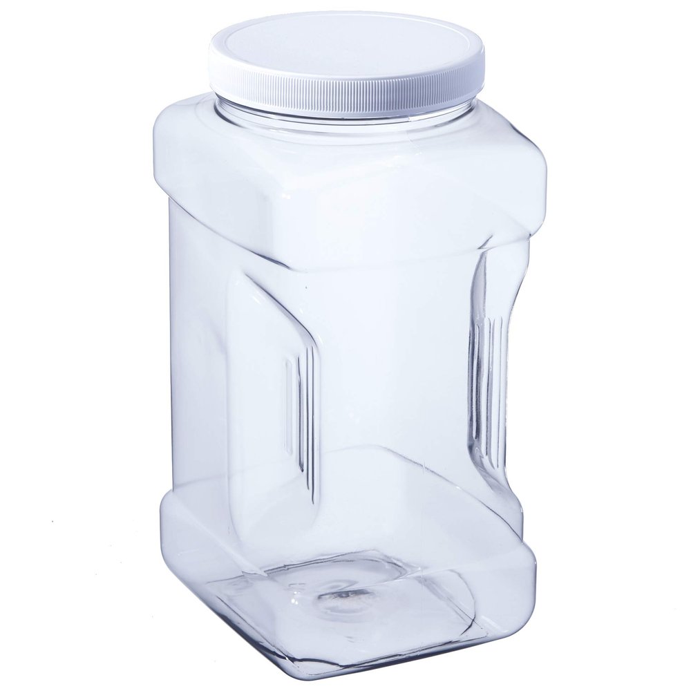 Alpha Packaging 1 Gallon Plastic Grip Jar with Cap, PET, Clear, 30 Pack (Case)