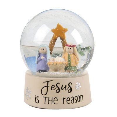 Blossom Bucket 208-12891 Jesus is The Reason Snow Globe with Holy Family, Small, Light Colored