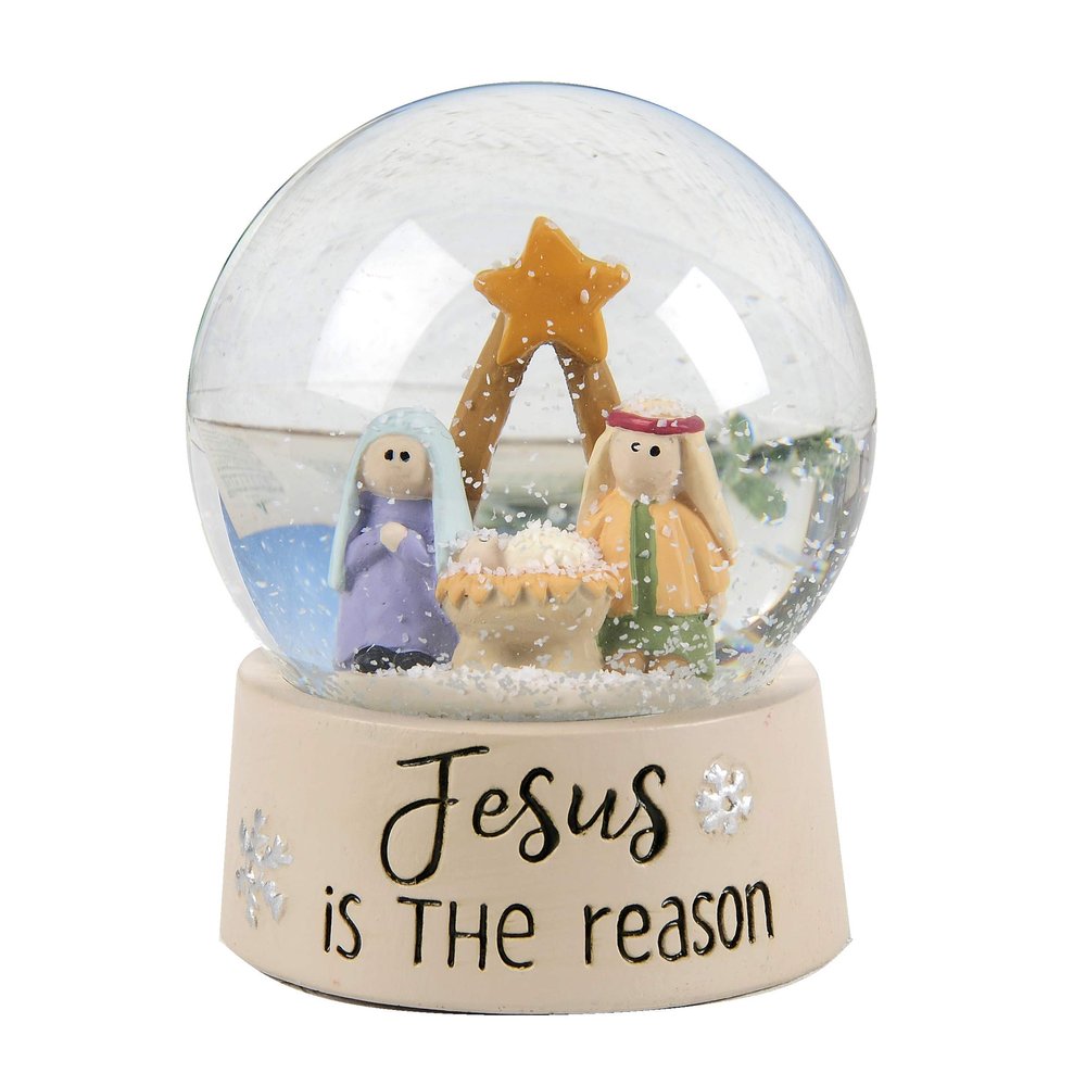 Blossom Bucket 208-12891 Jesus is The Reason Snow Globe with Holy Family, Small, Light Colored