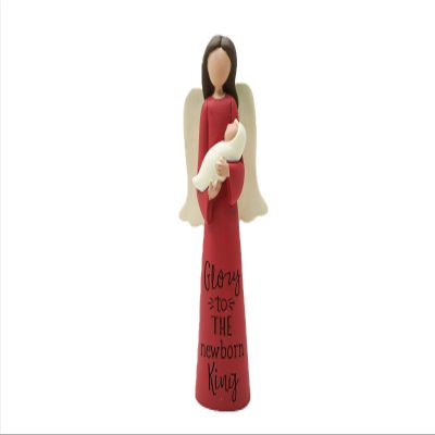 Blossom Bucket Nativity Angel Holding Baby Jesus Figurine, Glory to The Newborn King Collectible, Decorative Religious Gift, 4 1/4 Inch