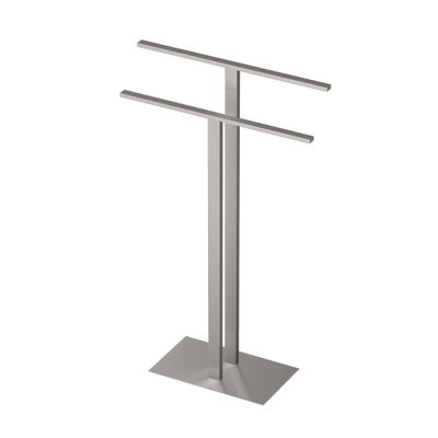 Gatco 1552SN Modern Floorstanding Two Level Towel Holder, Satin Nickel