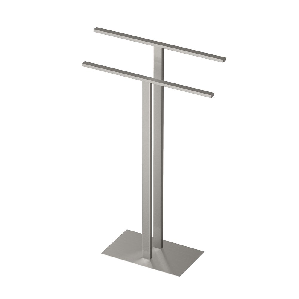 Gatco 1552SN Modern Floorstanding Two Level Towel Holder, Satin Nickel