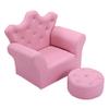 Kids Sofa PVC Leather Princess with Embedded Crystal Pink Modern Contemporary Wood Finish view 1