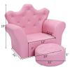 Kids Sofa PVC Leather Princess with Embedded Crystal Pink Modern Contemporary Wood Finish view 2