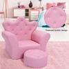 Kids Sofa PVC Leather Princess with Embedded Crystal Pink Modern Contemporary Wood Finish view 4