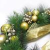 Deluxe Gold Ornament Bell Berry Pine Wreath 24in 24" L X W 6" Dp Un-lit view 2