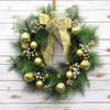 Deluxe Gold Ornament Bell Berry Pine Wreath 24in 24" L X W 6" Dp Un-lit view 4