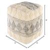 Unknown1 Farmhouse 18-inch Cube Pouf Cream Grey Khaki Textured French Country Cotton Polyester Single Handmade view 2