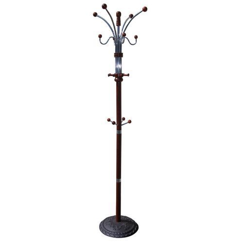 ZJL Coat Rack Wood and Metal with Many Hooks (Cherry, Wood and Metal)