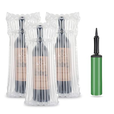 Wine Bottle Protector Bags, LIVEBAY Inflatable Bags for Wine, 50 Pack Inflatable Air Column Cushion Bags with Pump for Safe Transportation of Glass Bottles in Airplane Cushioning