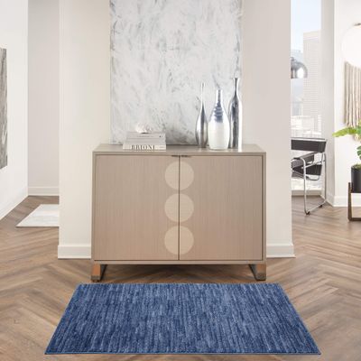 Nourison Home Nourison Essentials Navy Blue 3' x 5' Area Rug - Easy Clean, Non Shedding, Bed Room, Living Room, Dining Room, Kitchen (3' x 5')