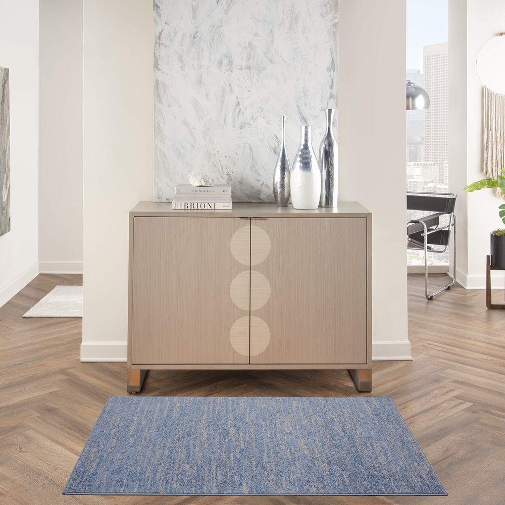 Nourison Home Nourison Essentials Blue Grey 3' x 5' Area Rug - Easy Clean, Non Shedding, Bed Room, Living Room, Dining Room, Kitchen (3' x 5')