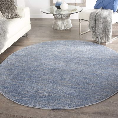 Nourison Home Nourison Essentials Blue Grey 6' x Round Area Rug - Easy Clean, Non Shedding, Bed Room, Living Room, Dining Room, Kitchen (6' x Round)
