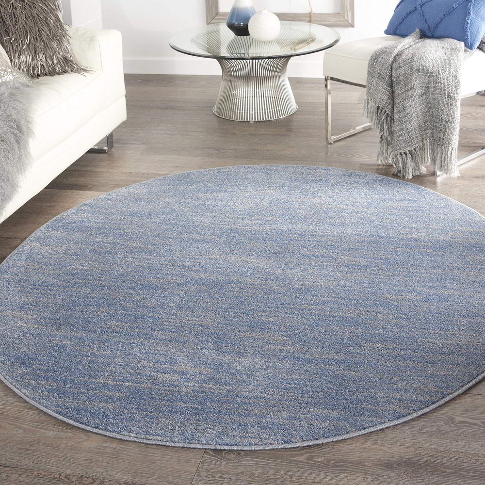 Nourison Home Nourison Essentials Blue Grey 6' x Round Area Rug - Easy Clean, Non Shedding, Bed Room, Living Room, Dining Room, Kitchen (6' x Round)