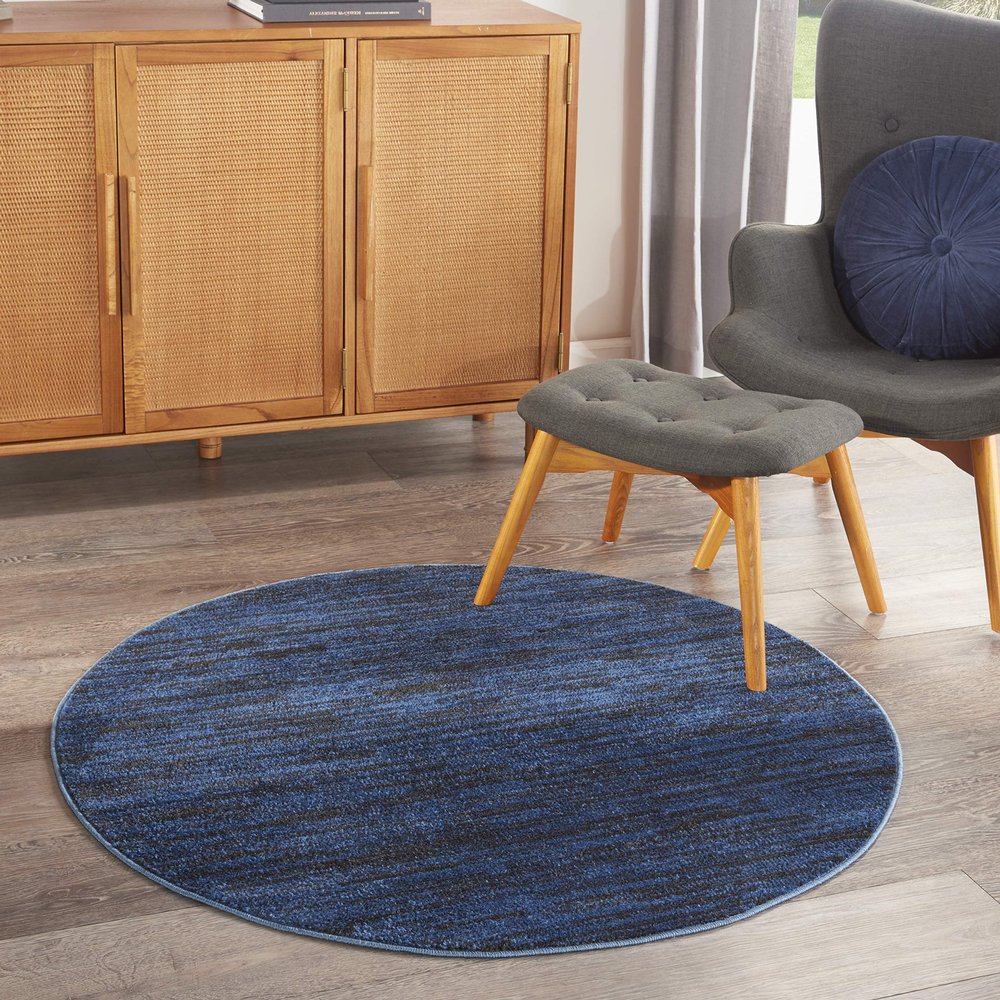 Nourison Home Nourison Essentials Midnight Blue 4' x Round Area Rug - Easy Clean, Non Shedding, Bed Room, Living Room, Dining Room, Kitchen (4' x Round)