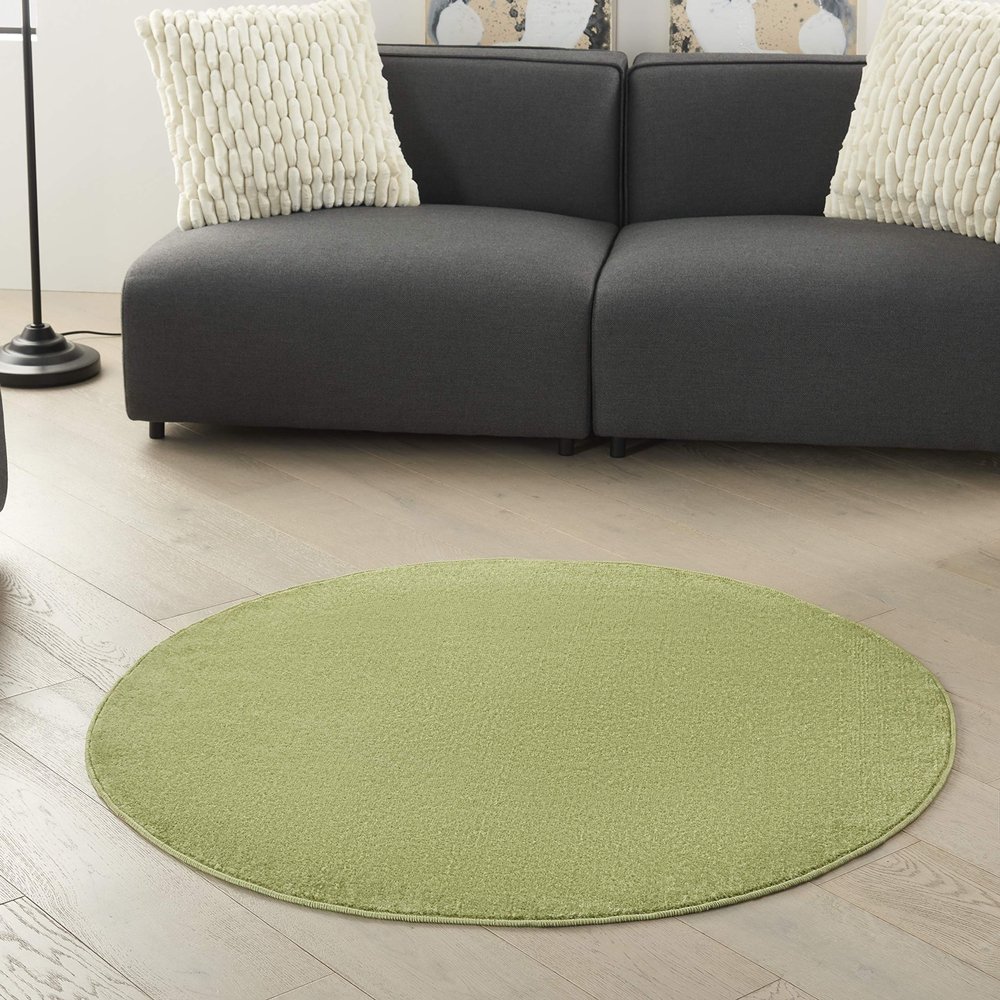 Nourison Home Nourison Essentials Green 4' x Round Area Rug - Easy Clean, Non Shedding, Bed Room, Living Room, Dining Room, Kitchen (4' x Round)