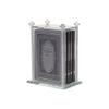 Judaica Place Crystal Bencher Holder Decorated with Crushed Glass Filled Stems Includes Set of 5 Hardcover Hebrew Silver Bentchers - Bencher Box Zemiros Holder view 1