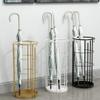 Umbrella Racks Hua Household Umbrella Stand, Modern Metal Hotel Lobby Commercial Creative Umbrella Bucket, Storage of Long and Short Umbrellas, with 3 Hooks, Black, Gold, White (Color : Gold) view 3