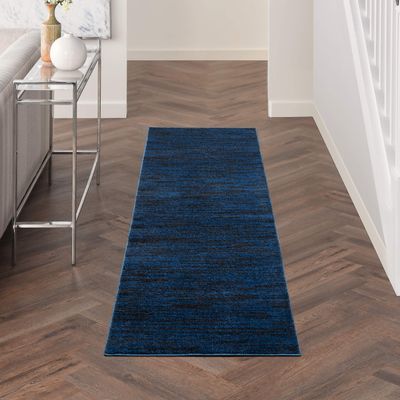 Nourison Home Nourison Essentials Midnight Blue 2'2" x 7'6" Area Rug - Easy Clean, Non Shedding, Bed Room, Living Room, Dining Room, Kitchen (8' Runner)