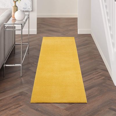 Nourison Home Nourison Essentials Yellow 2' x 6' Area Rug - Easy Clean, Non Shedding, Bed Room, Living Room, Dining Room, Kitchen (6' Runner)