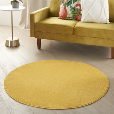Nourison Home Nourison Essentials Yellow 4' x Round Area Rug - Easy Clean, Non Shedding, Bed Room, Living Room, Dining Room, Kitchen (4' x Round)