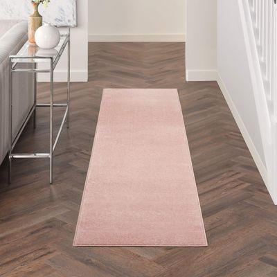 Nourison Home Nourison Essentials Pink 2' x 6' Area Rug - Easy Clean, Non Shedding, Bed Room, Living Room, Dining Room, Kitchen (6' Runner)